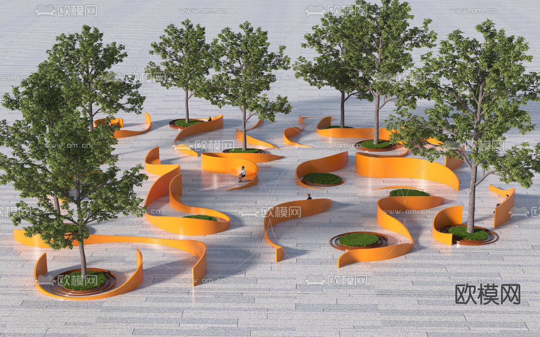 树池 异形座凳su模型下载（渲染图2）