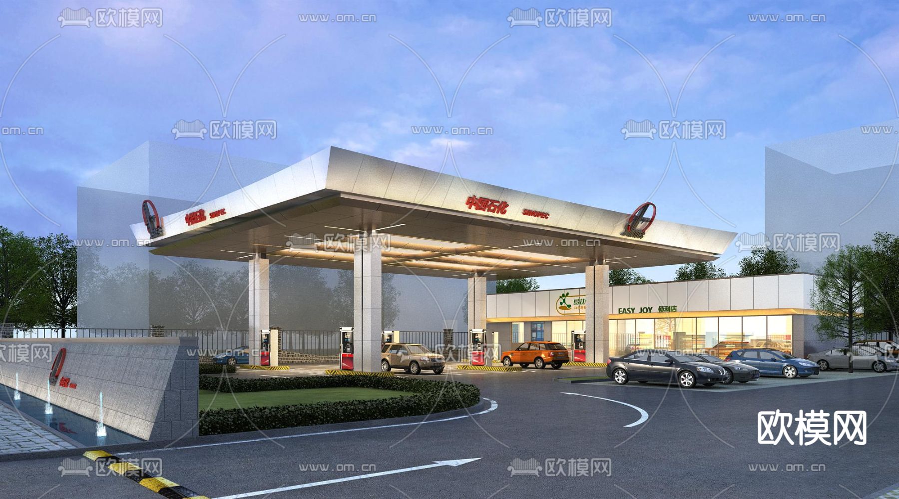 加油站3d模型下载