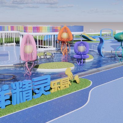  儿童公园 游乐场su模型 