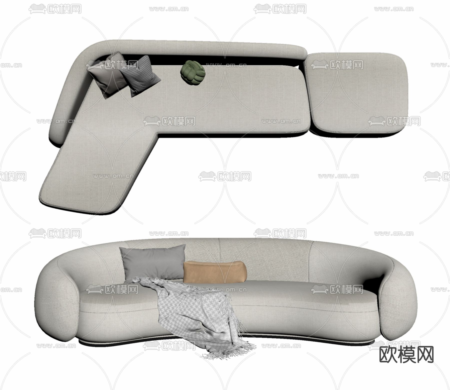 Baxte 异形沙发su模型下载（渲染图2）