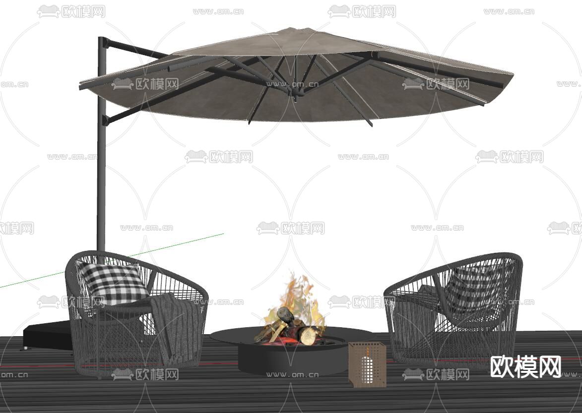 藤编户外椅su模型下载（渲染图2）