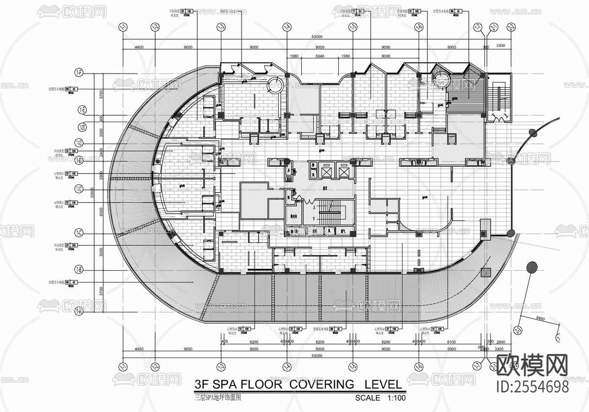 SPA美容养生按摩会所cad施工图下载（渲染图2）