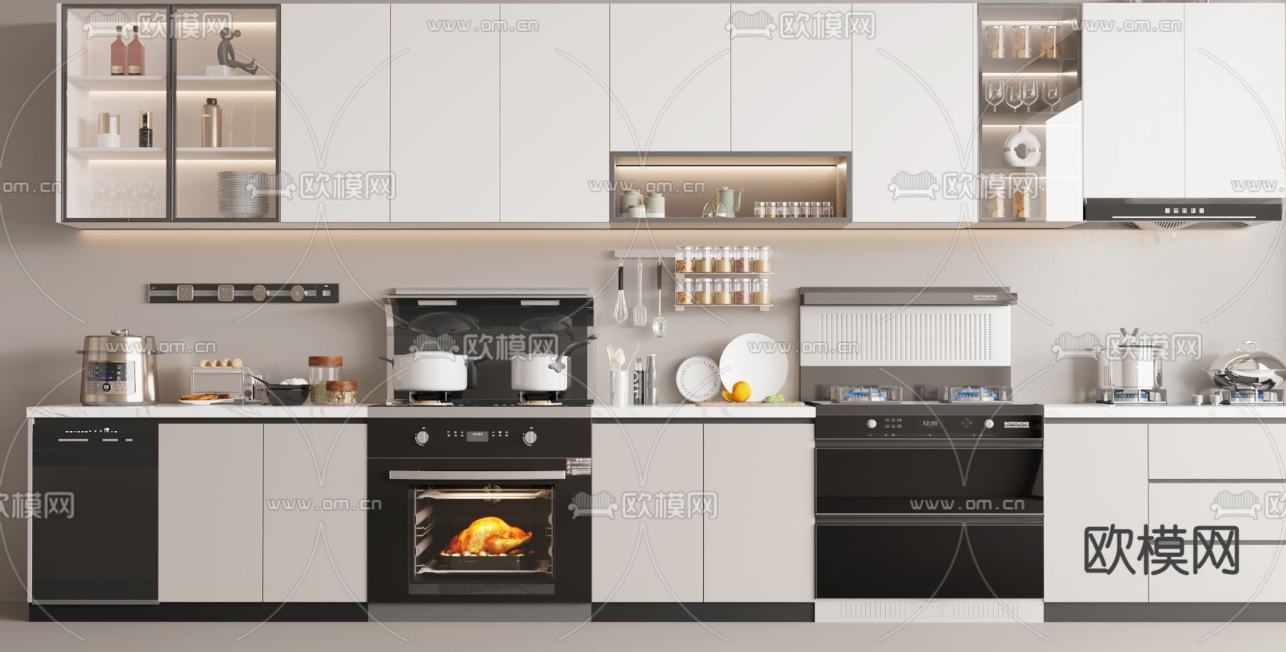 厨柜 集成灶su模型下载（渲染图1）