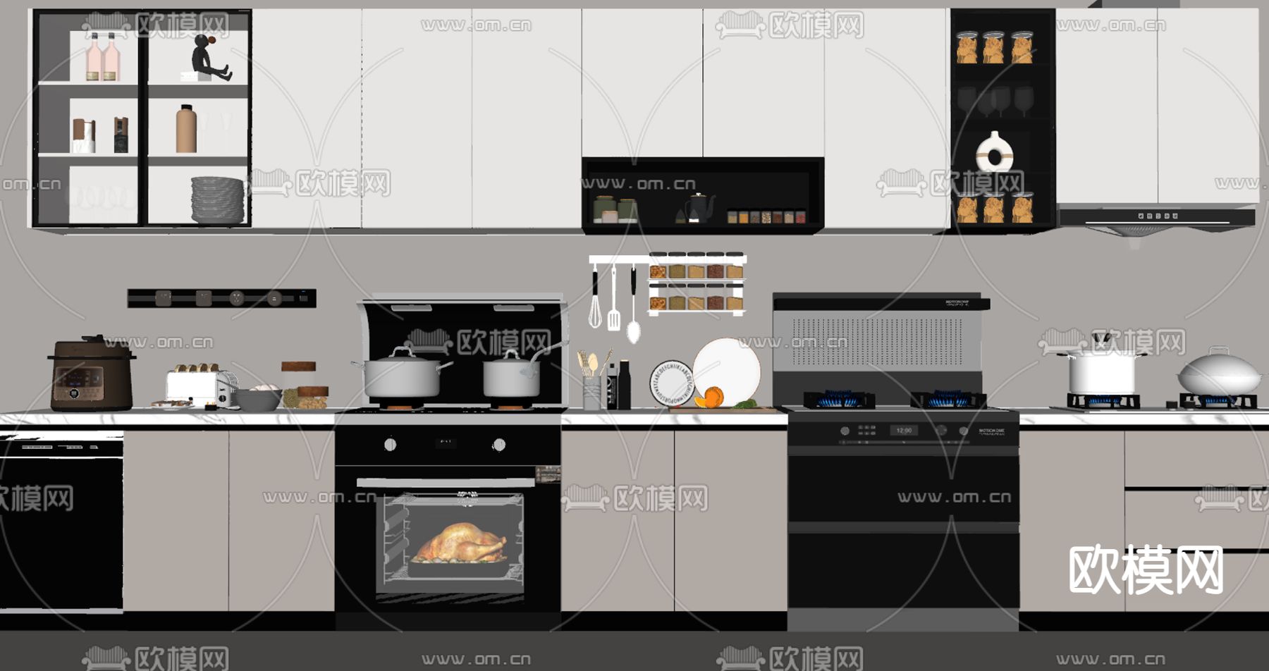 厨柜 集成灶su模型下载（渲染图2）