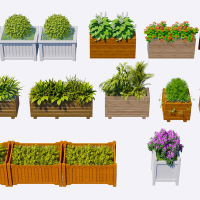  现代花箱 花架su模型 