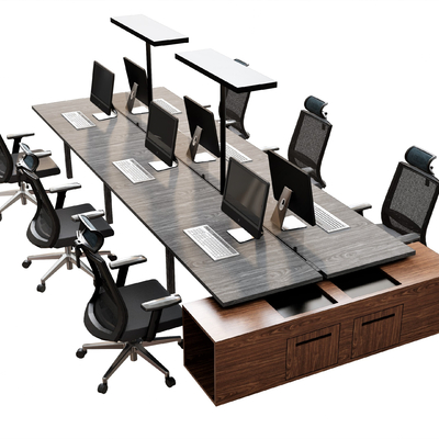  工位 卡位办公桌su模型 