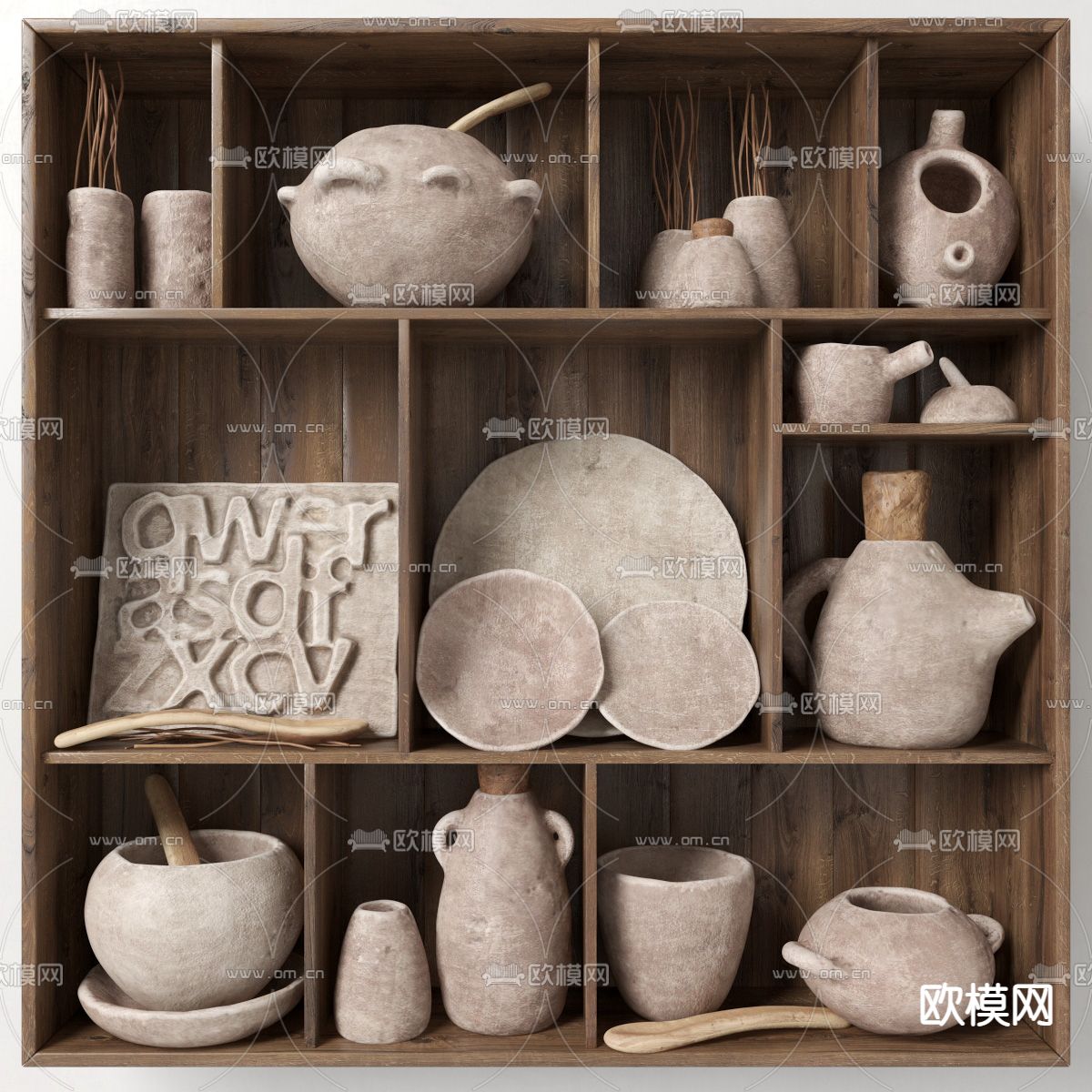 陶罐器皿 陶艺摆件3d模型下载（渲染图1）