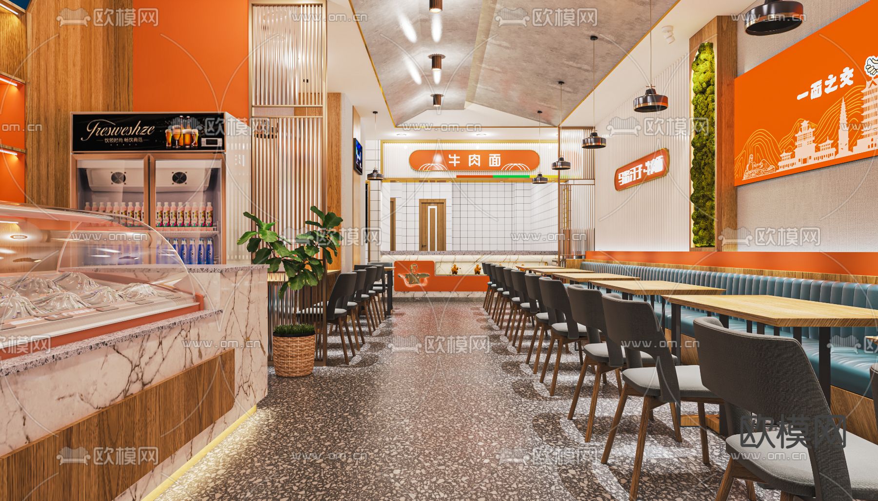 面馆 卤粉店su模型
