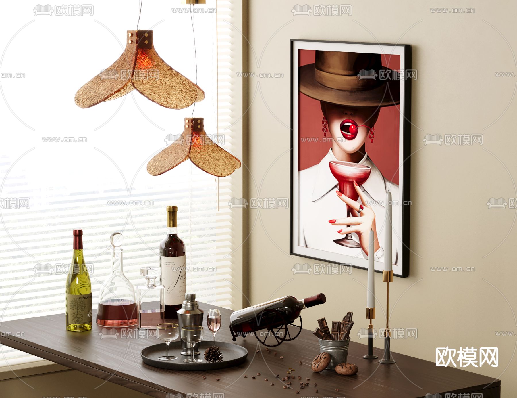 洋酒 酒瓶 美食 餐具3d模型下载
