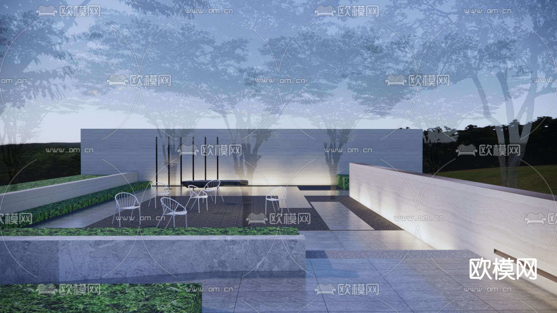 户外亭廊 水景景观su模型下载（渲染图4）