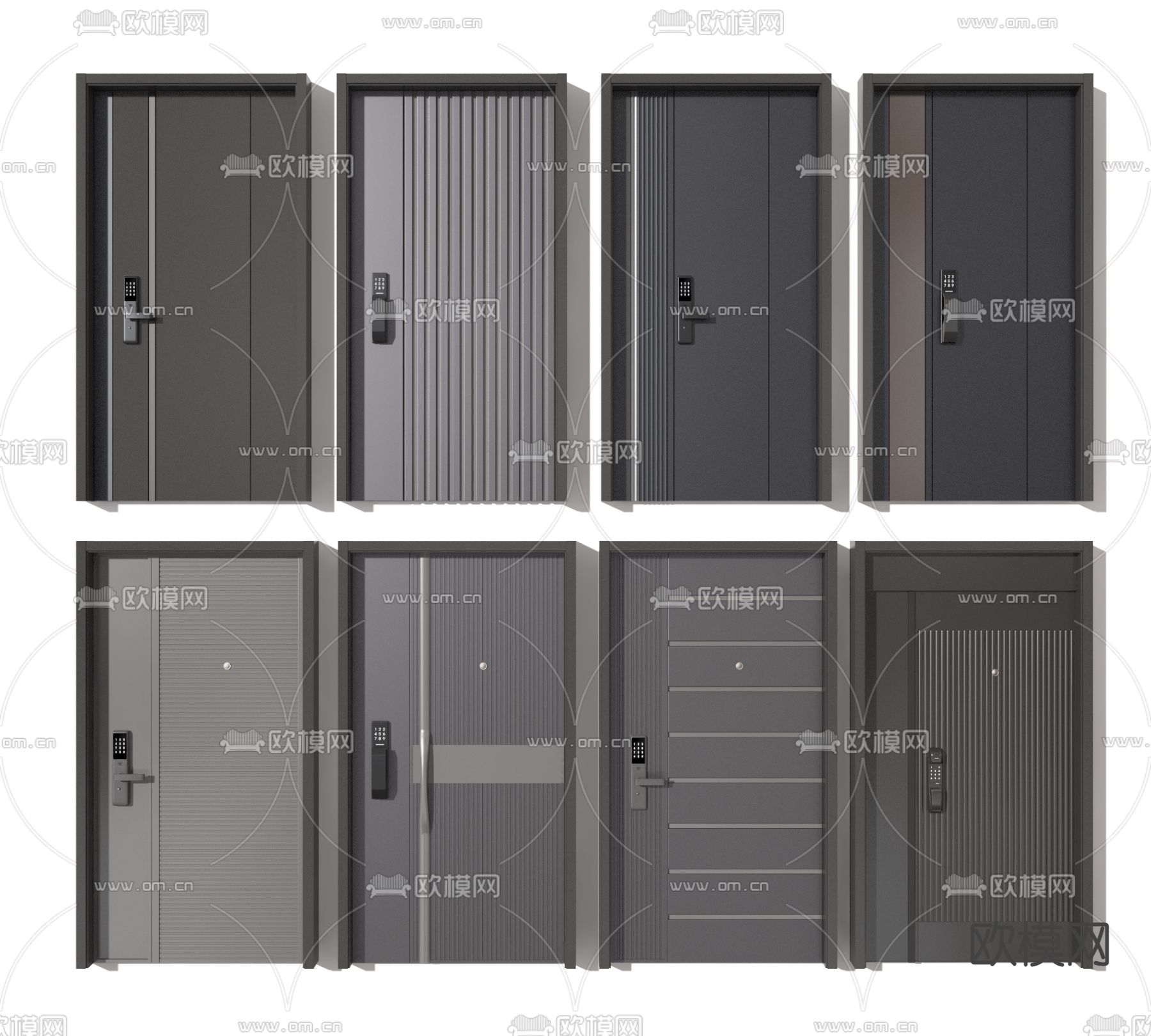 智能门 入户大门 子母门su模型下载（渲染图1）