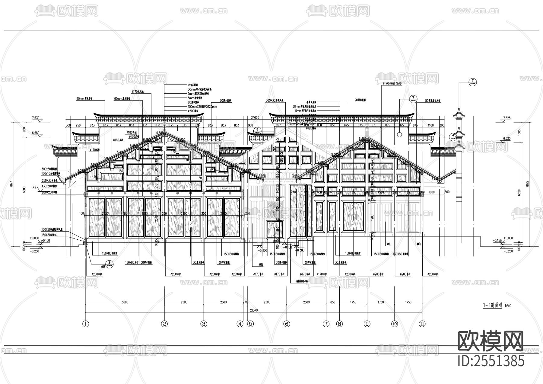 古镇历史民居建筑cad施工图下载（渲染图6）