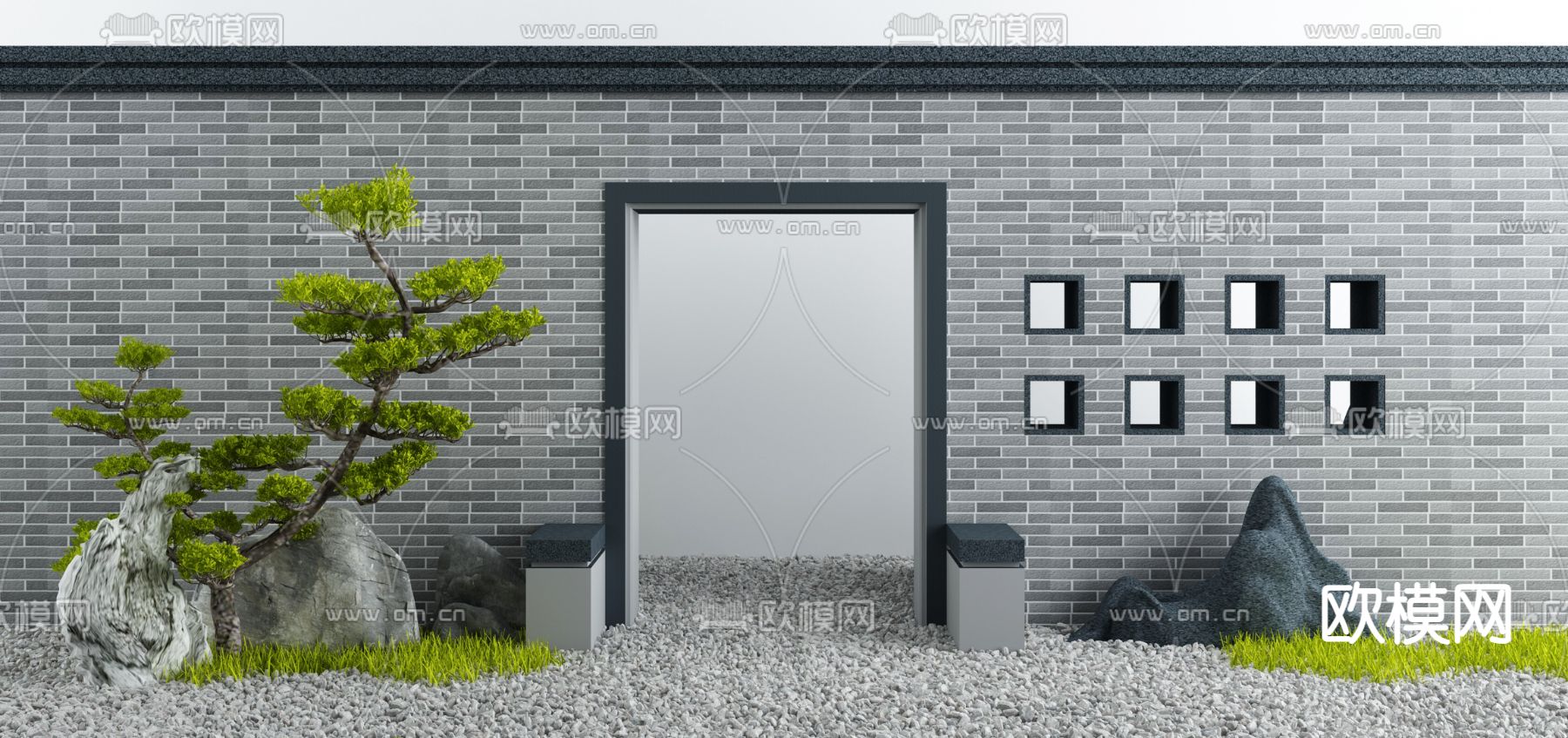 庭院大门 门面门头3d模型下载