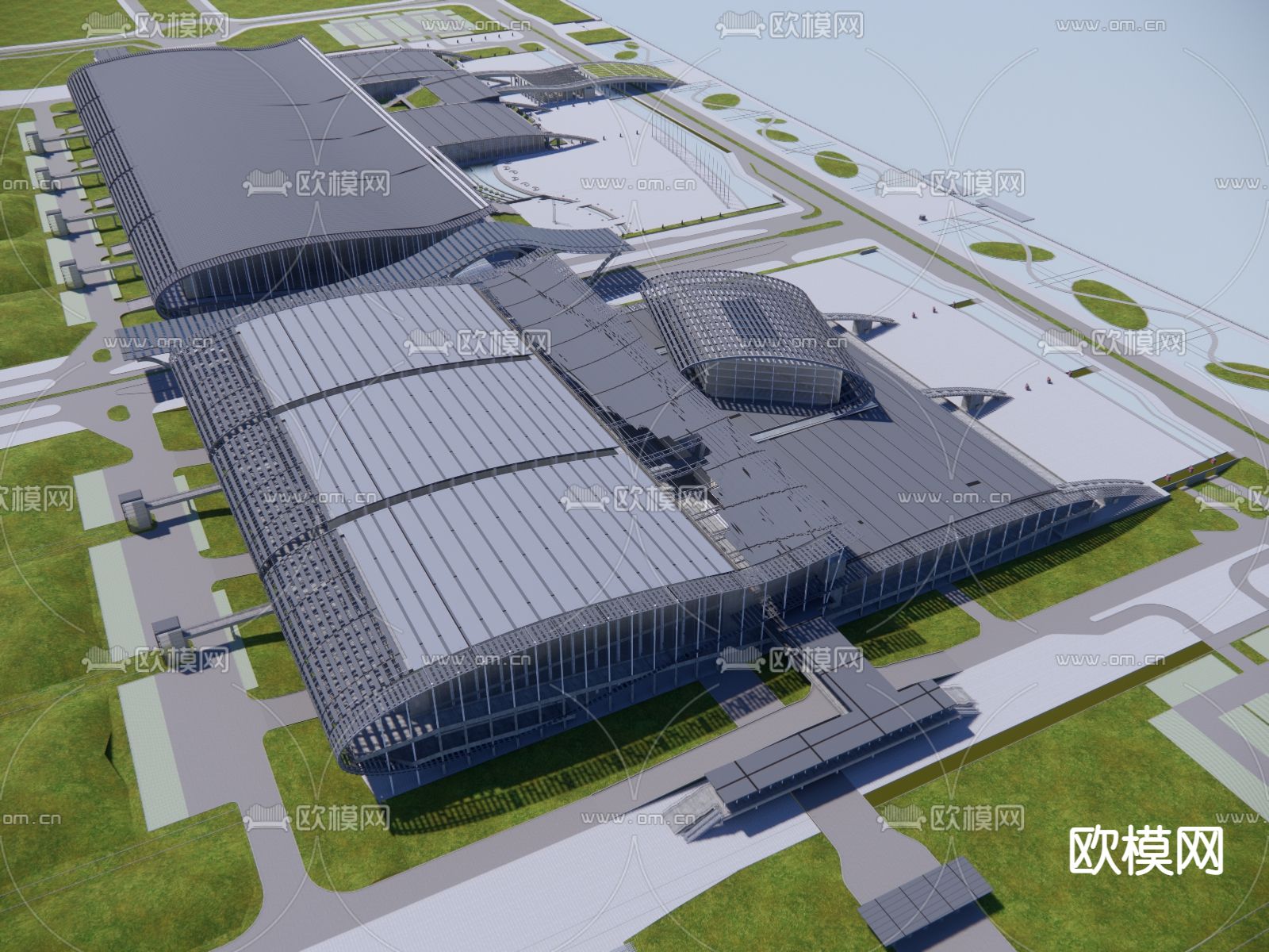 现代汽车站su模型下载（渲染图2）