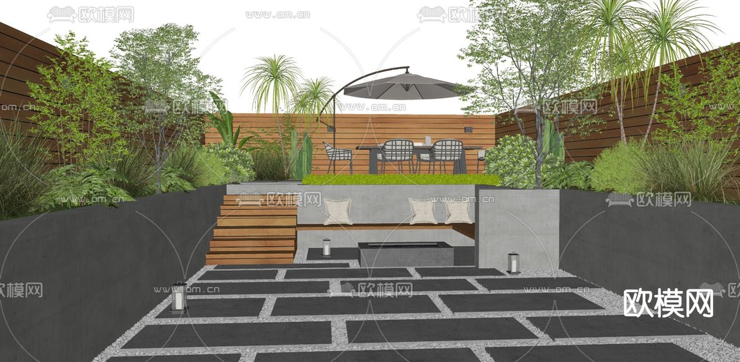 庭院花园 庭院su模型下载_ID13055686_sketchup模型下载-欧模网
