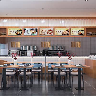  生煎店 包子店 小吃店su模型 