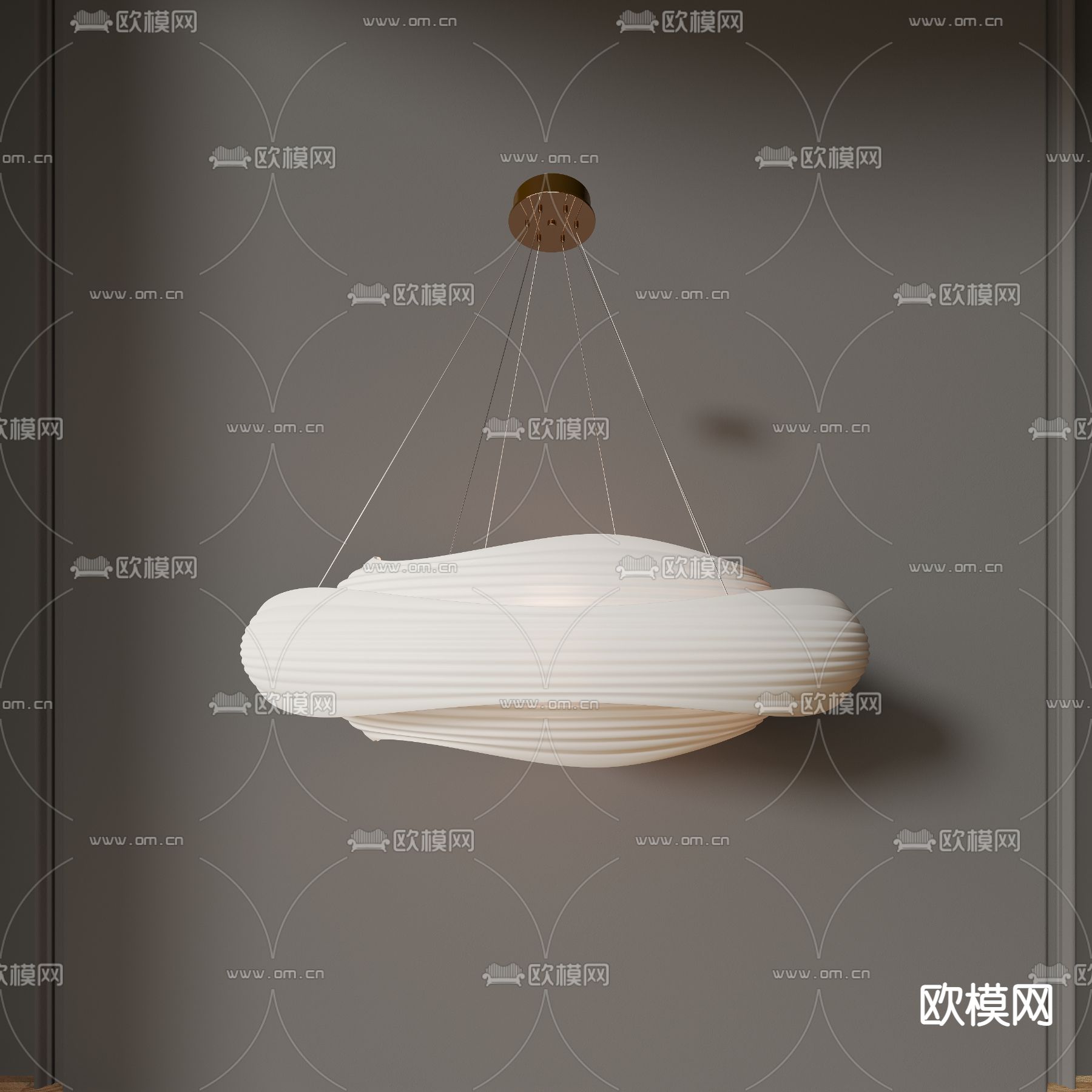 奶油风吊灯3d模型下载（渲染图3）