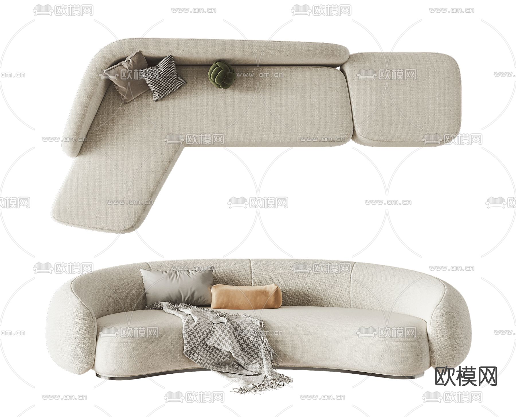 Baxte 异形沙发su模型下载（渲染图1）