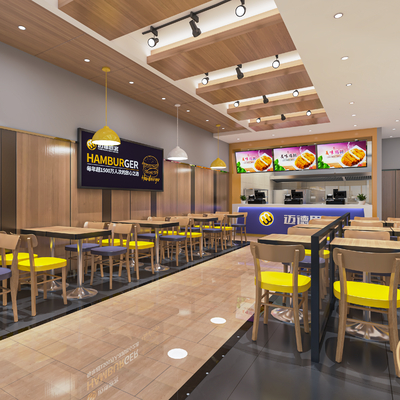  快餐店 小吃店 炸鸡店su模型 