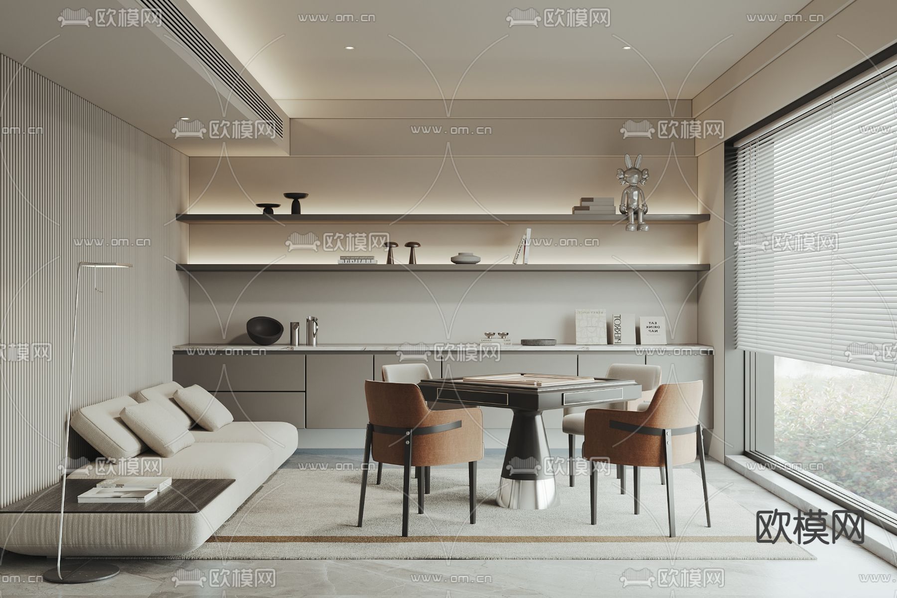 现代棋牌室su模型下载（渲染图1）