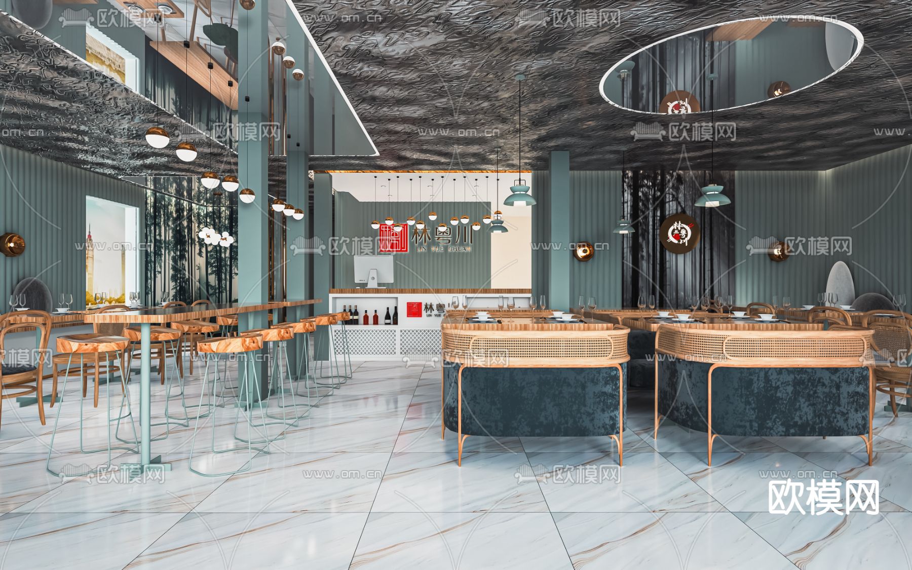 快餐店 小吃店su模型下载