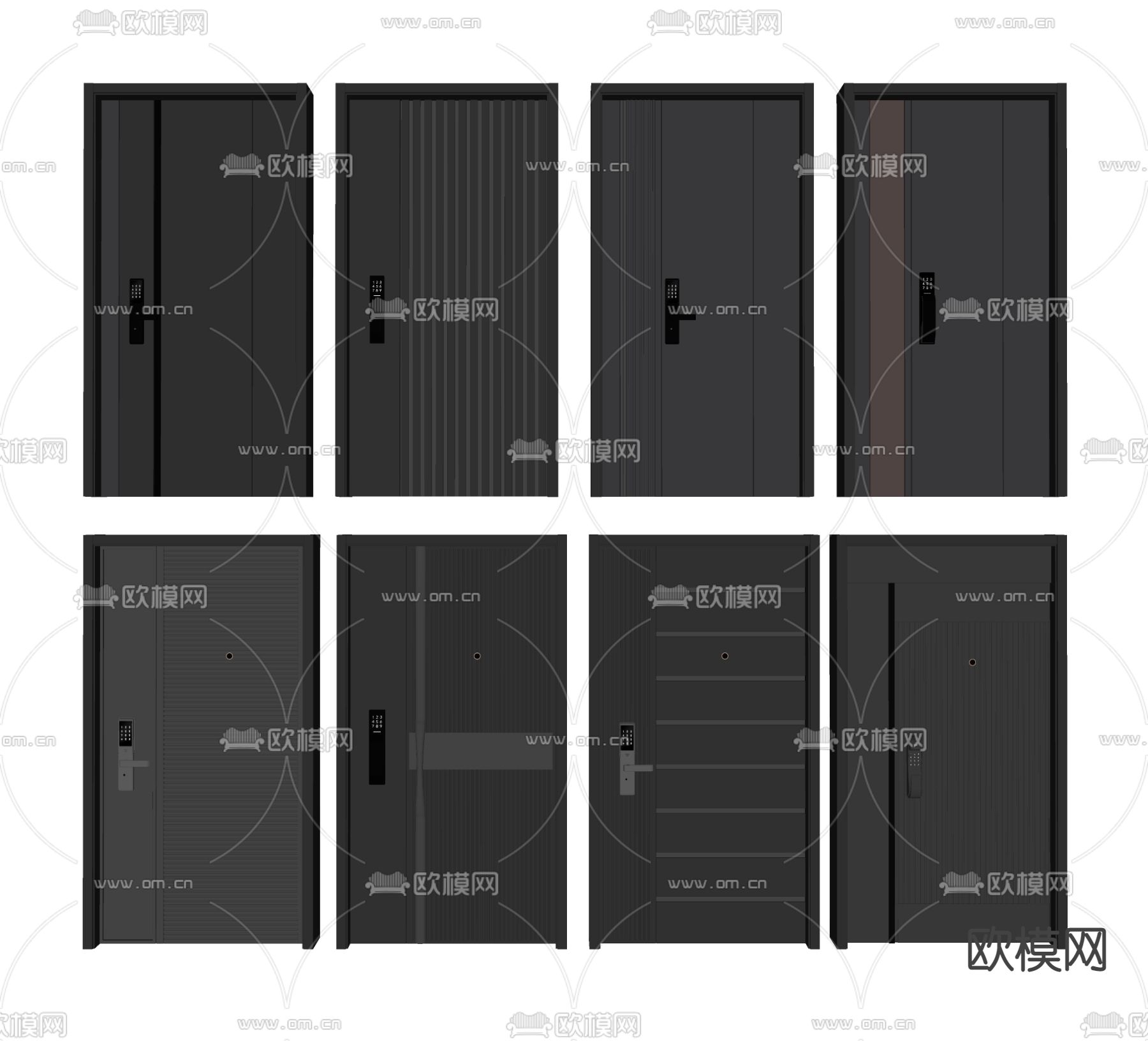 智能门 入户大门 子母门su模型下载（渲染图2）