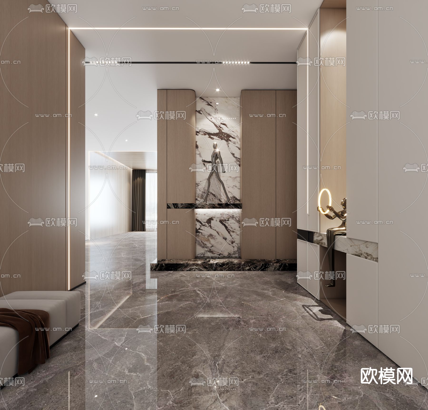 现代玄关过道3d模型下载