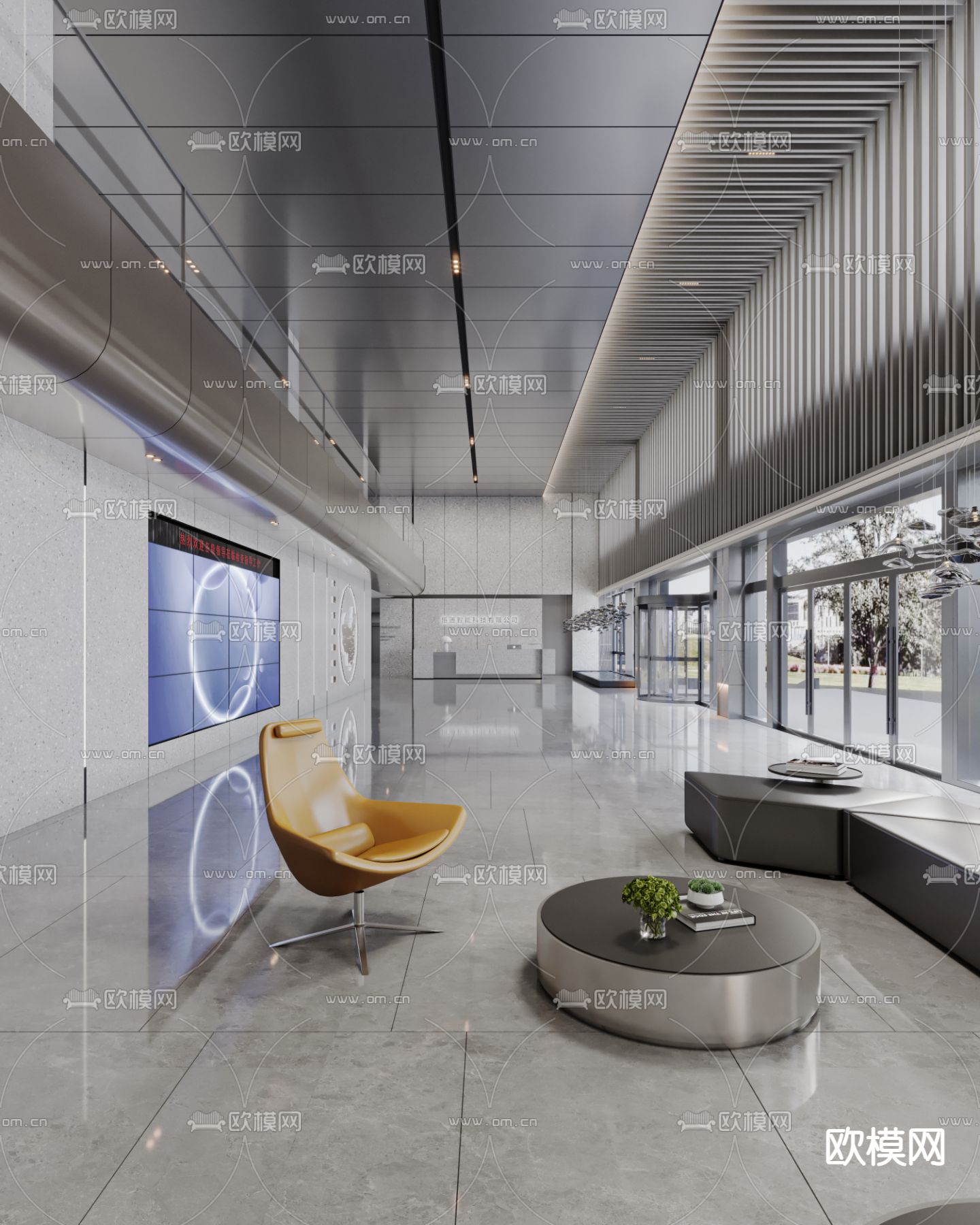 办公大厅 写字楼大堂3d模型下载（渲染图1）