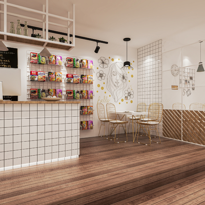  快餐店 小吃店su模型 