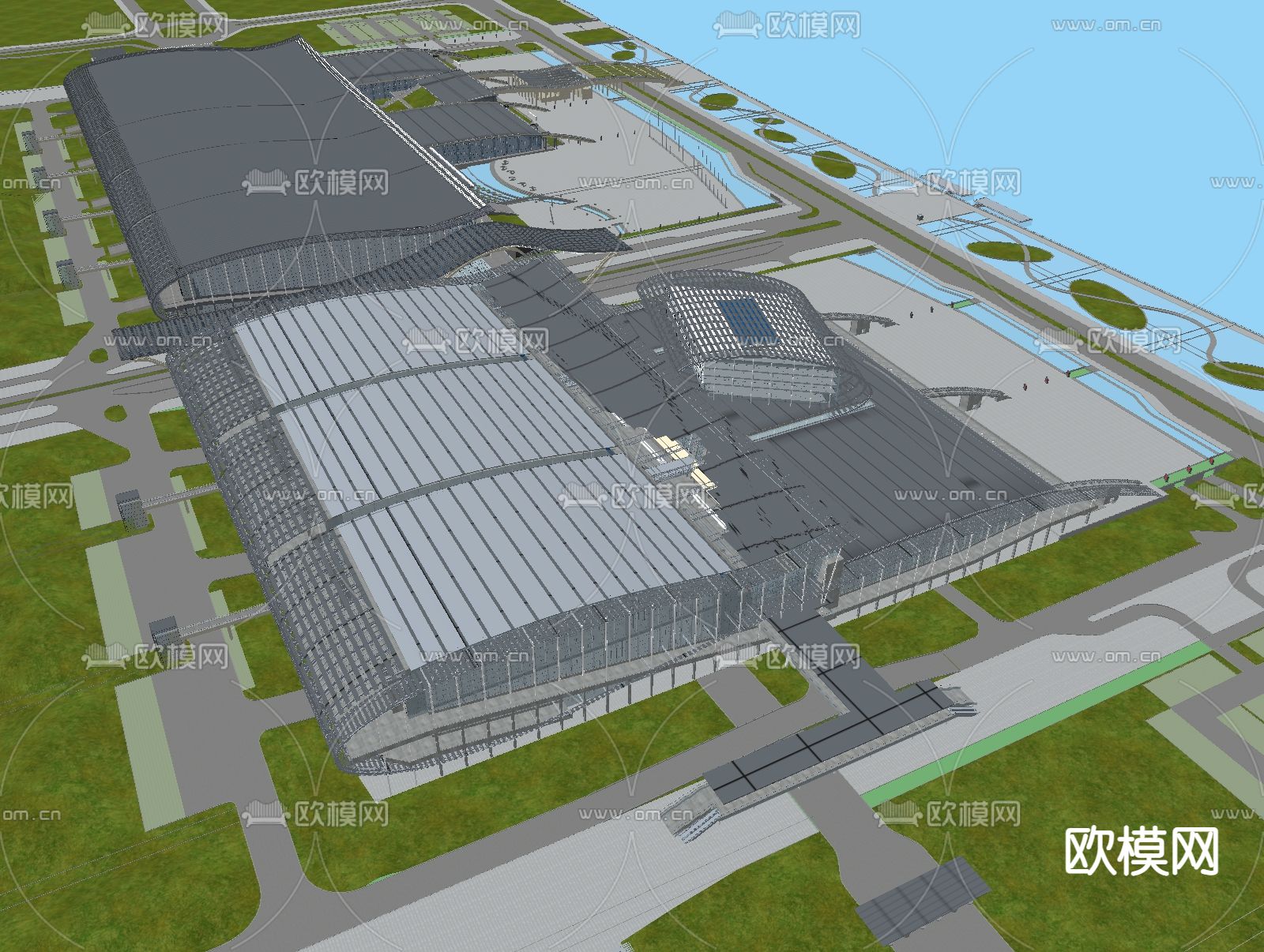 现代汽车站su模型下载（渲染图4）
