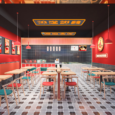  快餐店 小吃店su模型 