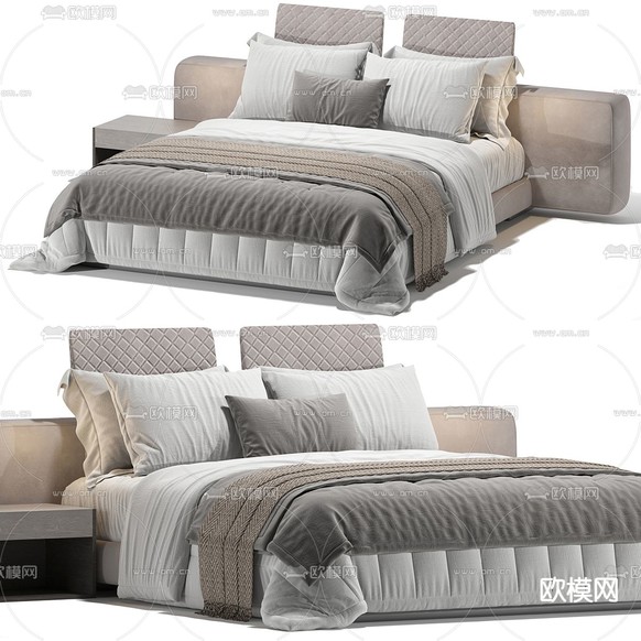 Minotti 双人床3d模型下载(渲染图1)