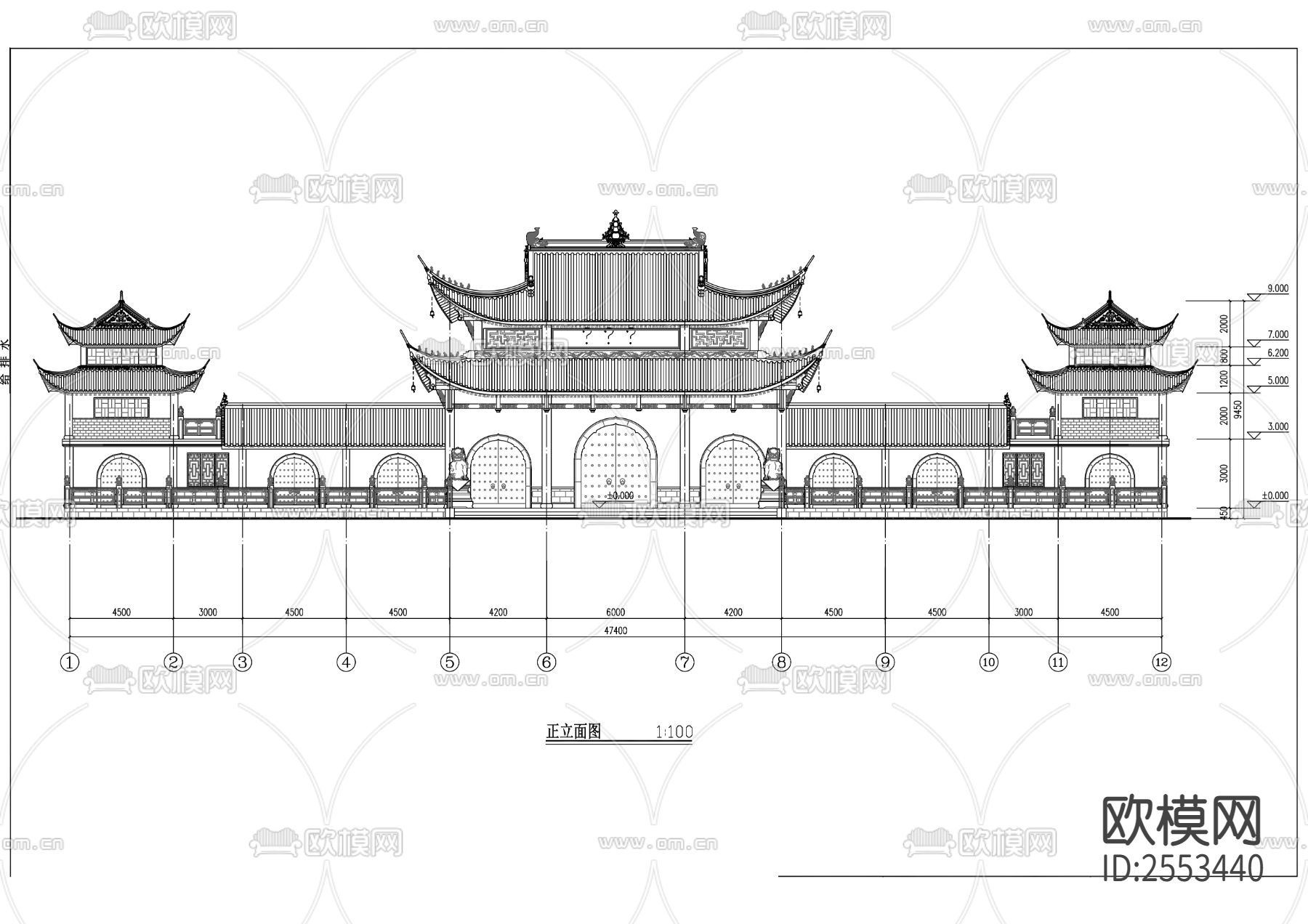 天心寺CAD施工图下载（渲染图2）