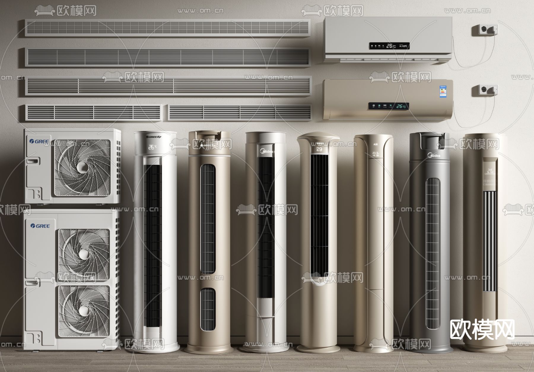 立式空调 壁挂空调 出风口3d模型下载