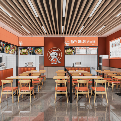  小吃店 肉夹馍店su模型 