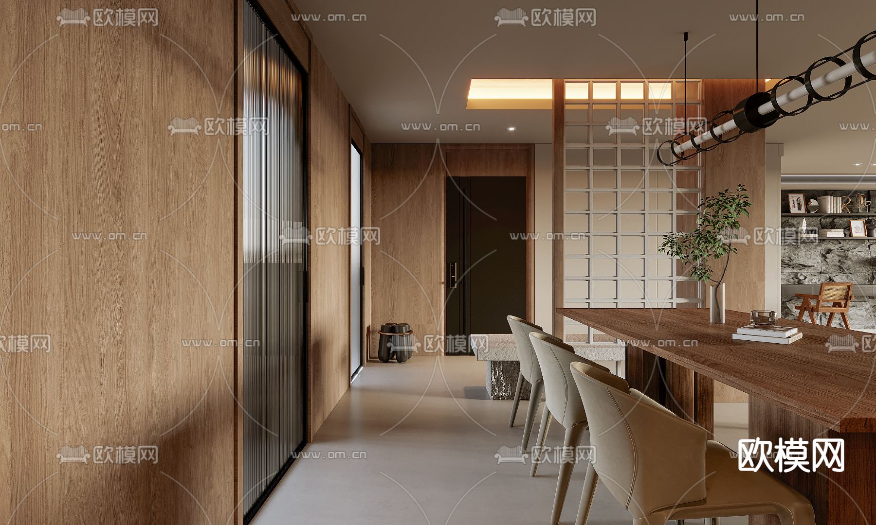 侘寂客厅 餐厅3d模型下载（渲染图2）