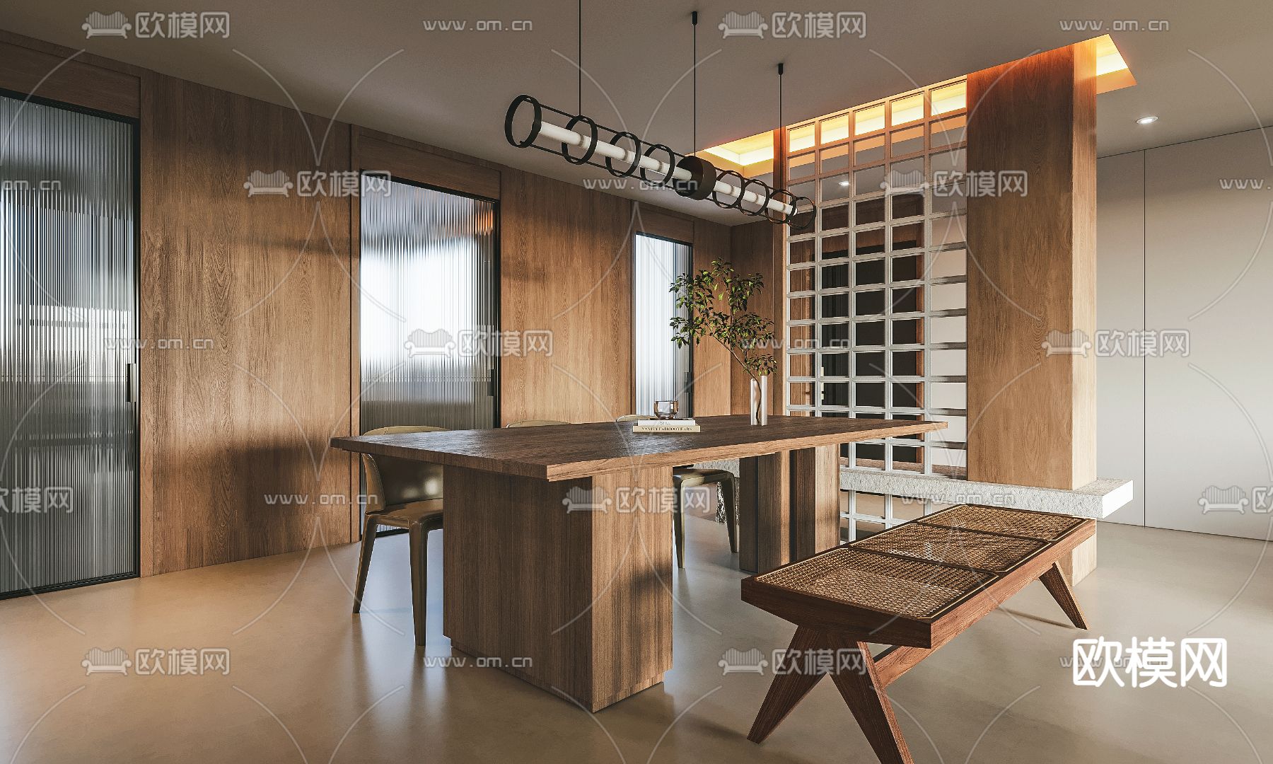 侘寂客厅 餐厅3d模型下载（渲染图3）