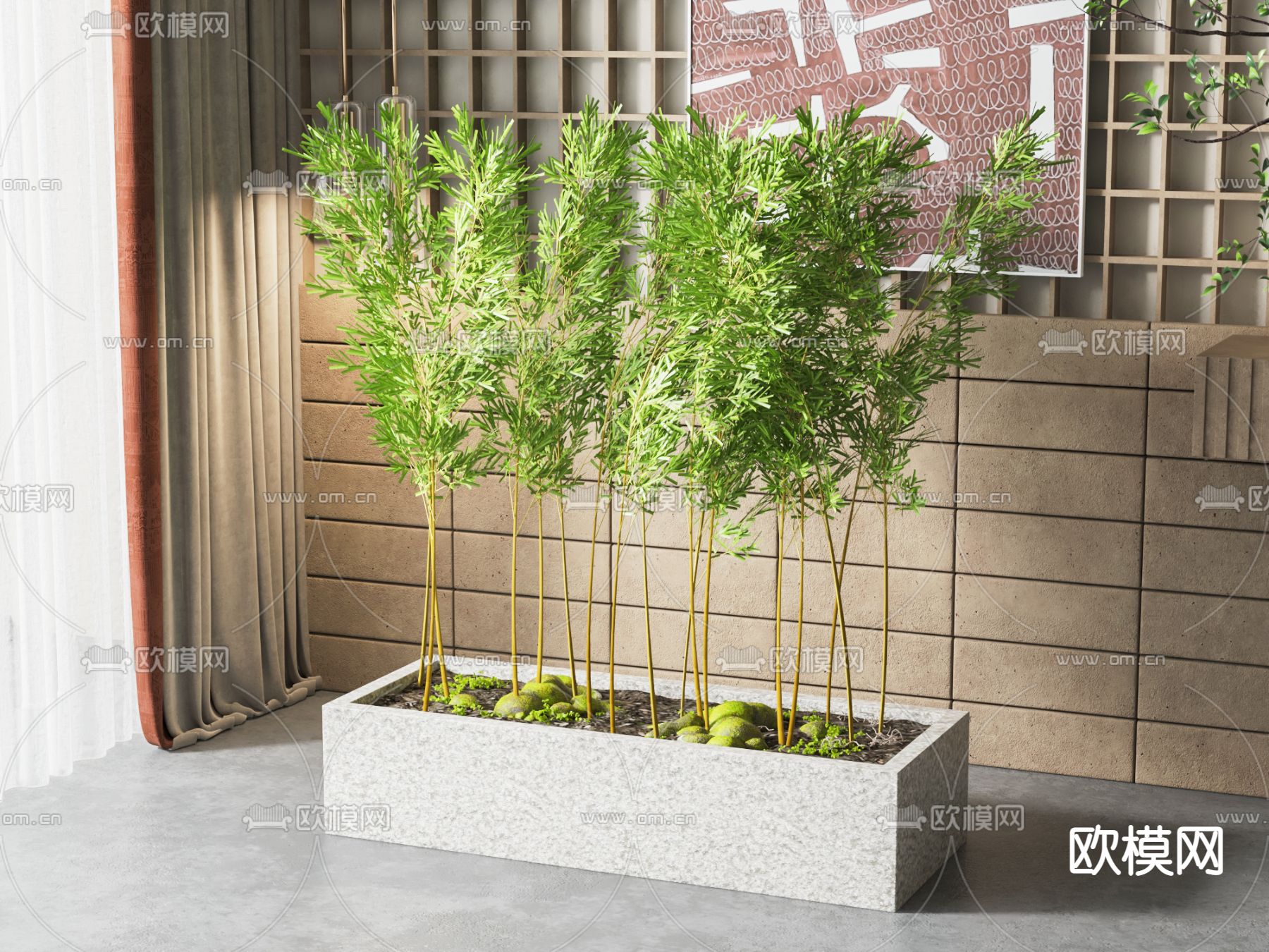 竹子花坛 花箱3d模型下载