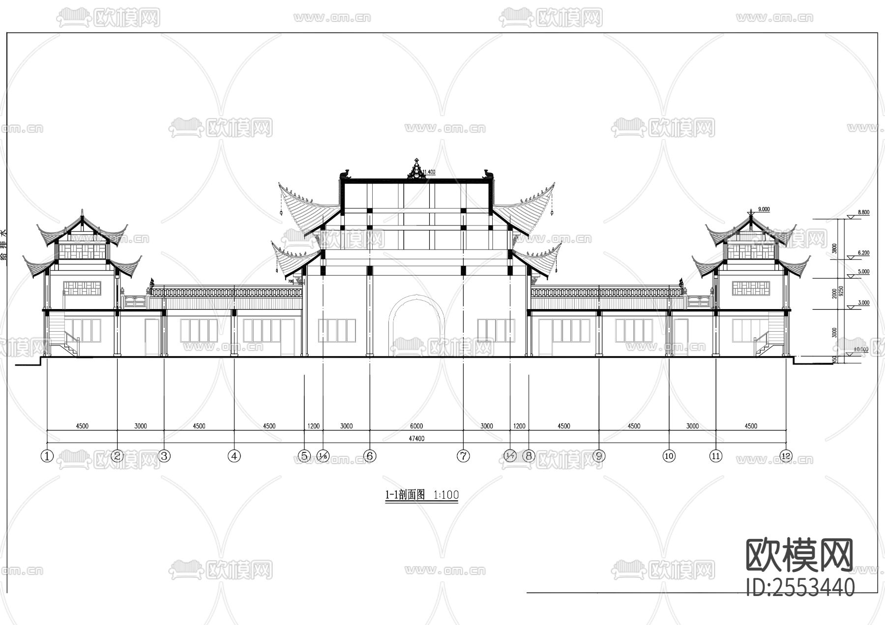 天心寺CAD施工图下载（渲染图4）