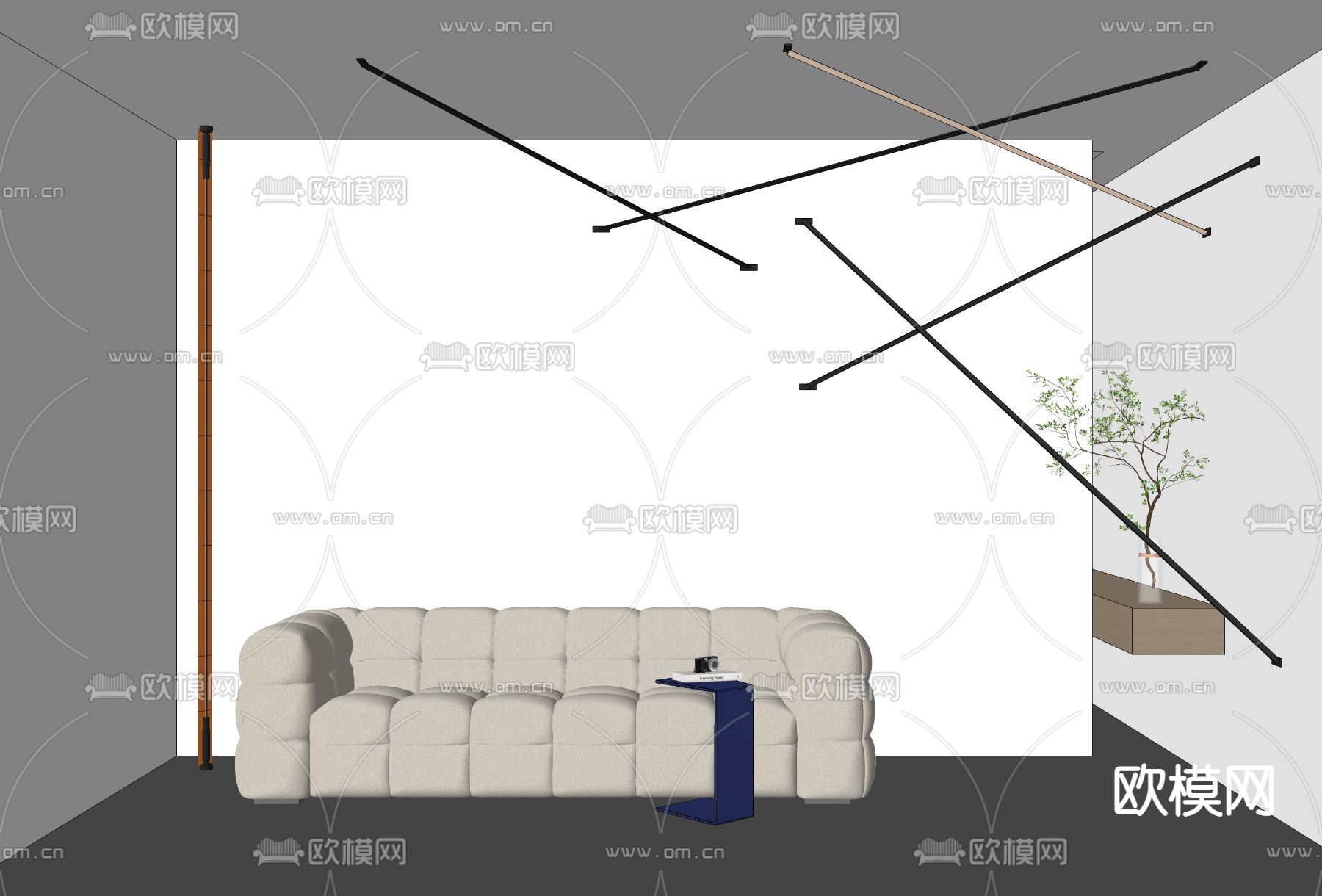 现代多人沙发su模型