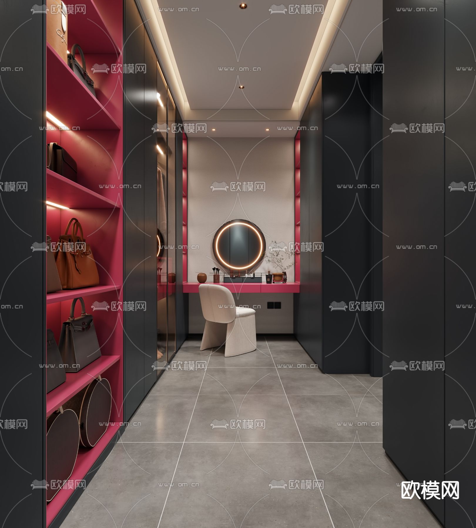 暗黑风衣帽间3d模型下载（渲染图1）