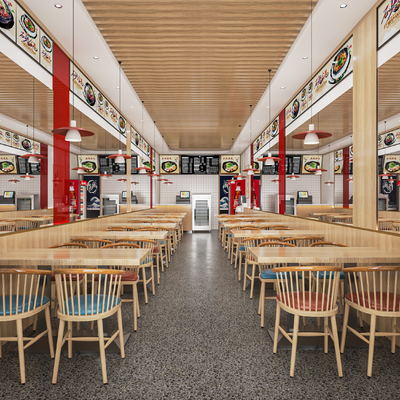  砂锅快餐店 小吃店su模型 