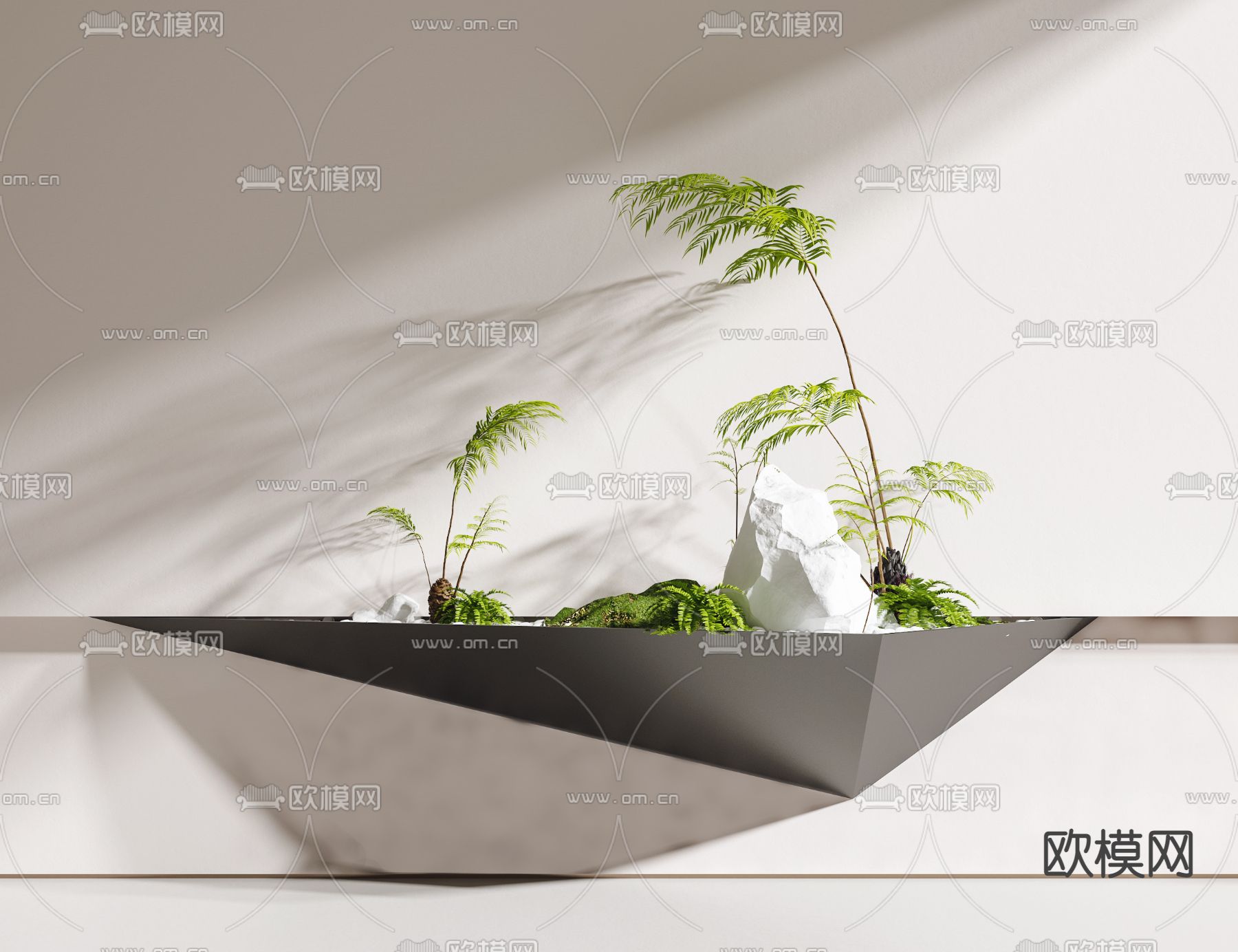 蕨类植物 盆栽 盆景3d模型下载_ID14007219_3dmax免费模型-欧模网