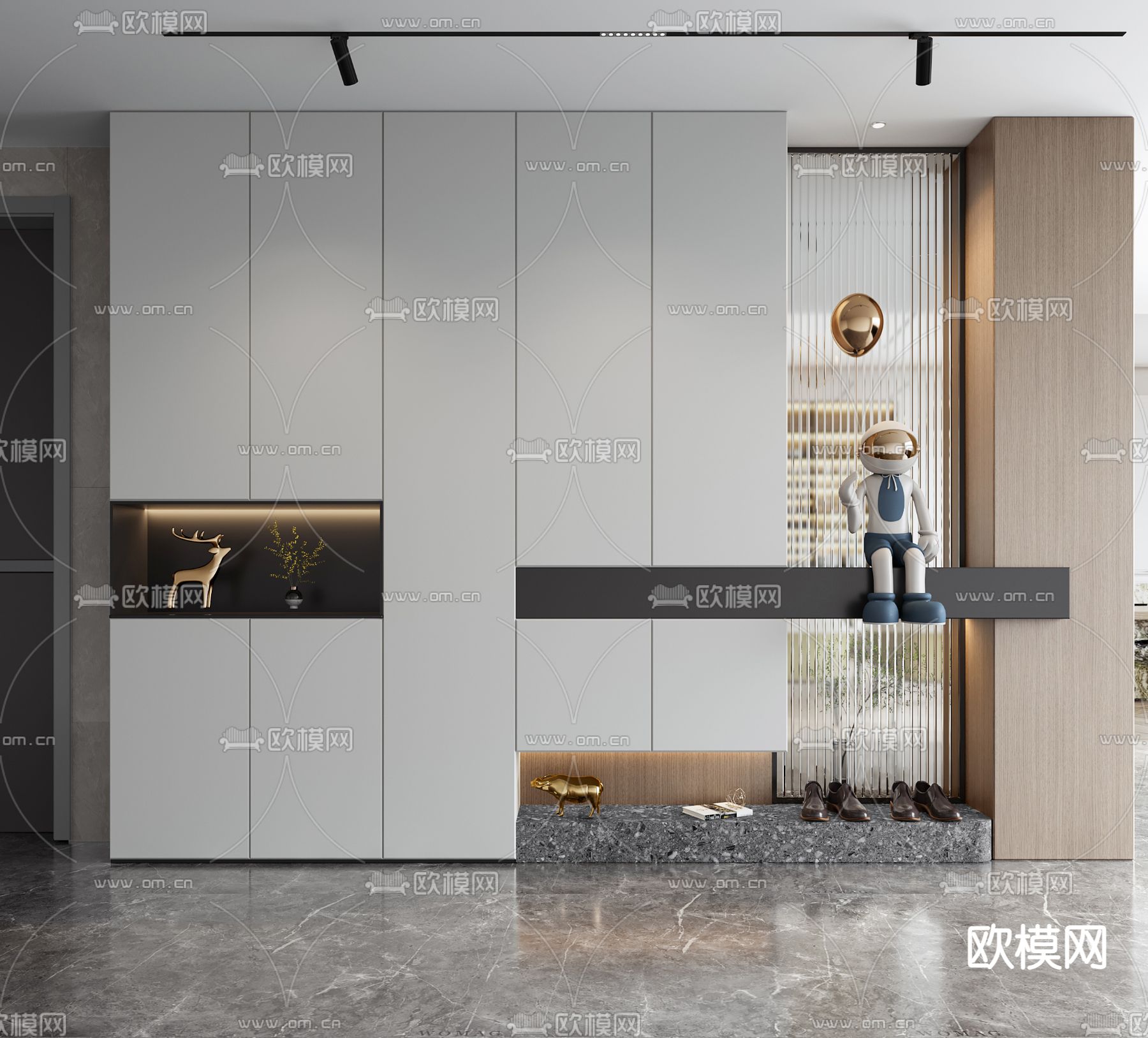 现代玄关鞋柜3d模型下载