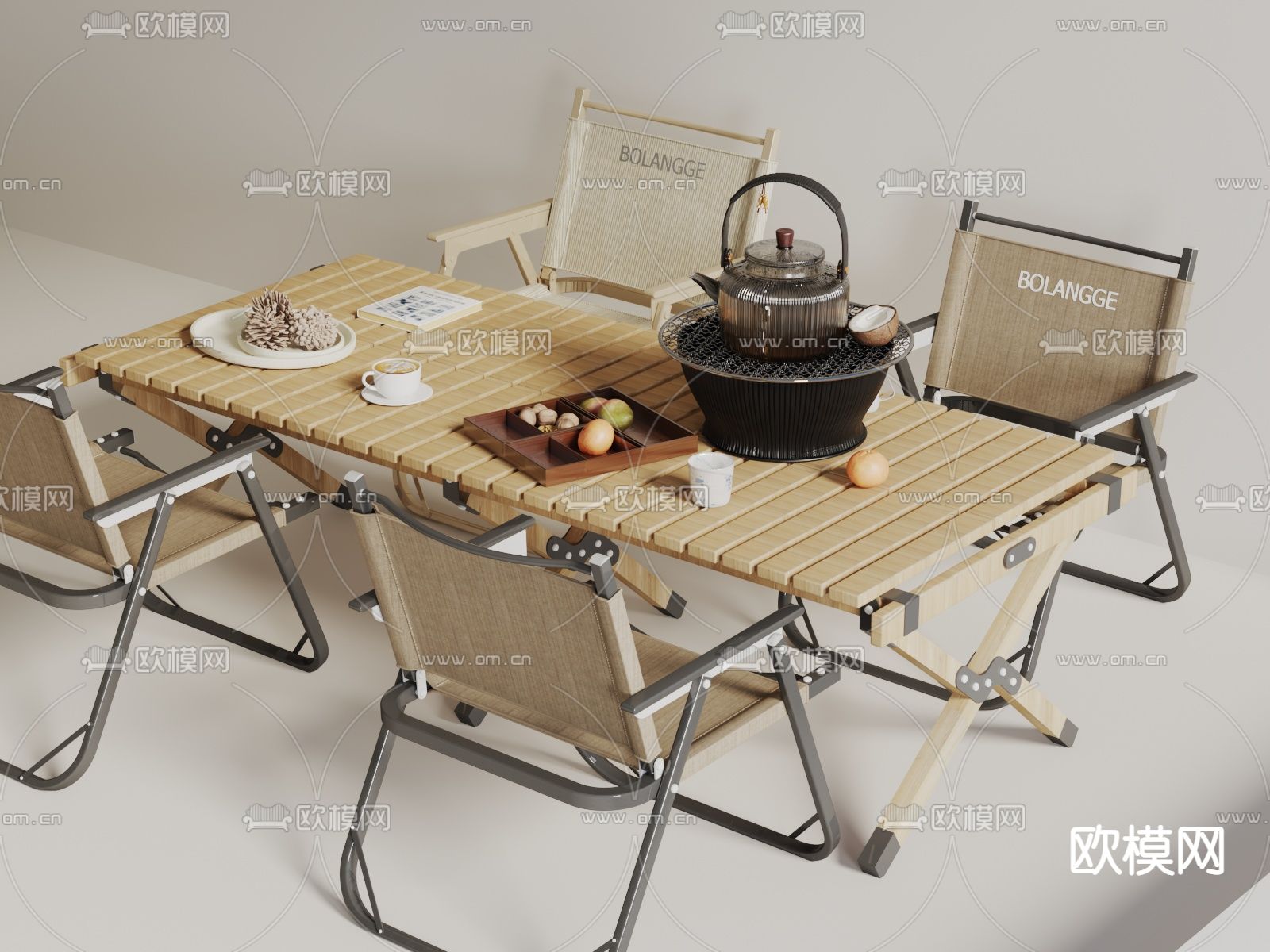 露营桌椅 户外桌椅 围炉煮茶3d模型下载