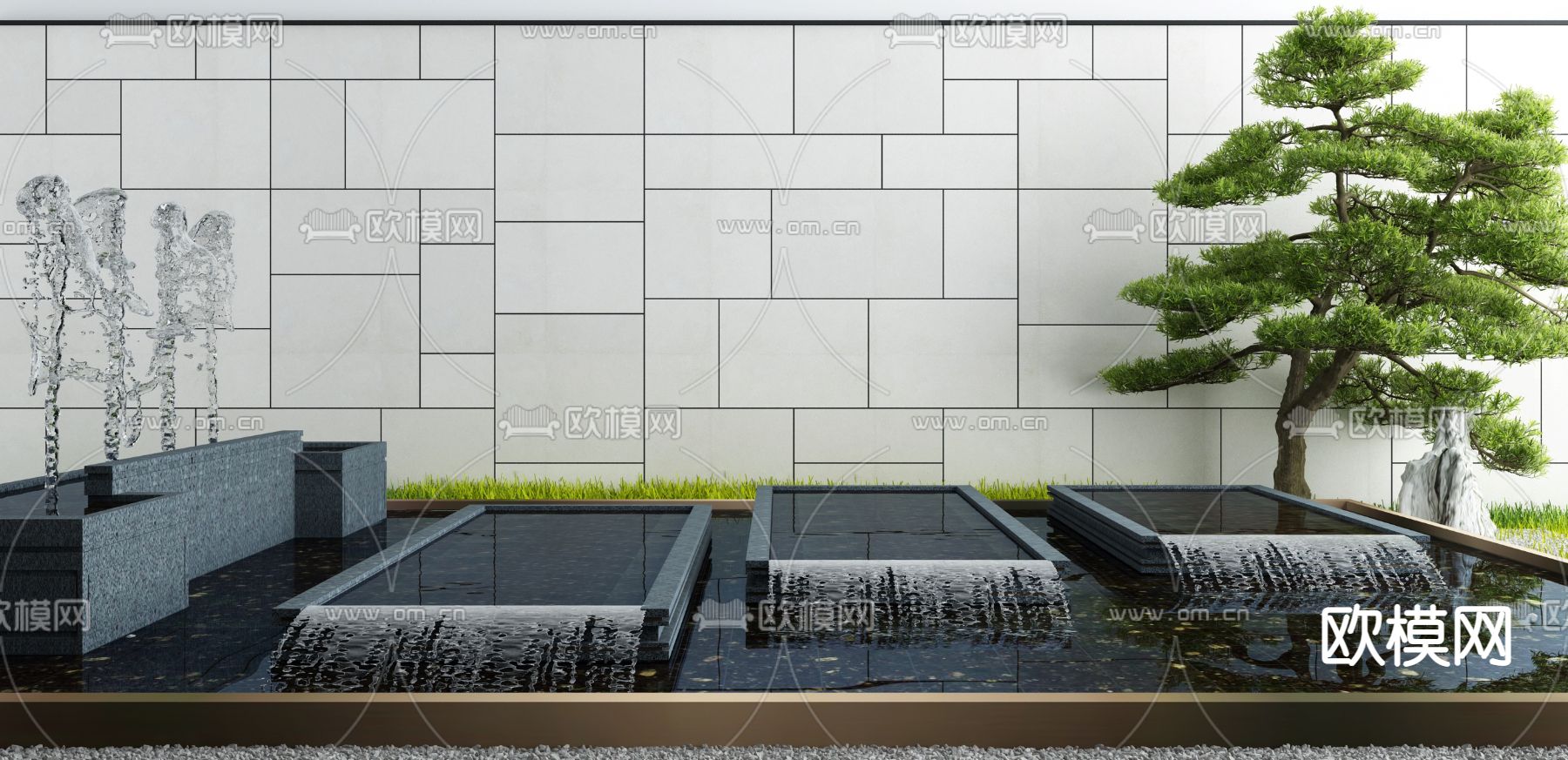 庭院喷泉 水景小品3d模型下载_ID14008808_3dmax免费模型-欧模网