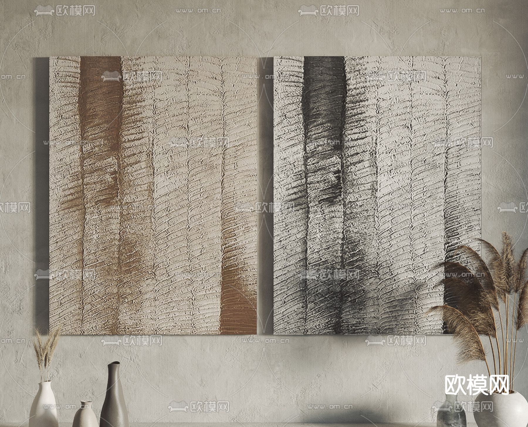 侘寂风肌理画 装饰画 挂画3d模型下载_ID14006985_3dmax免费模型-欧模网