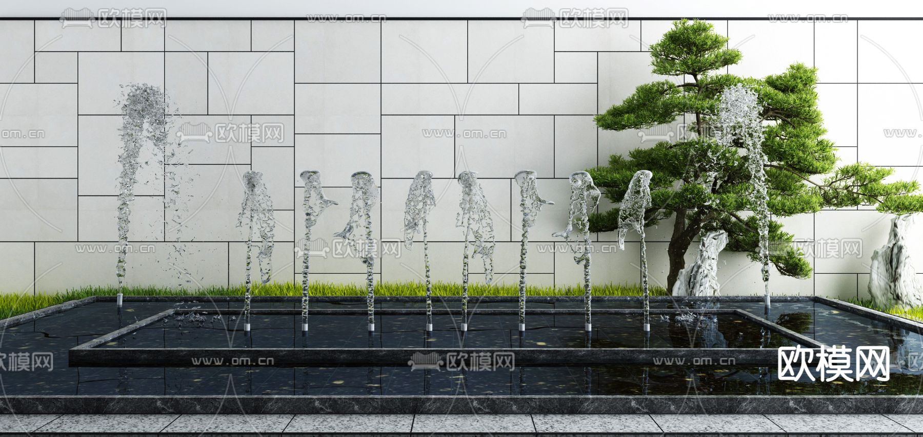 庭院景观 喷泉3d模型下载_ID14008813_3dmax免费模型-欧模网