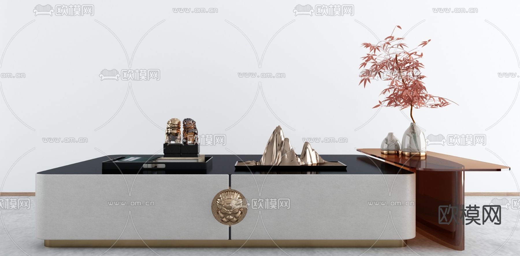 新中式茶几3d模型下载