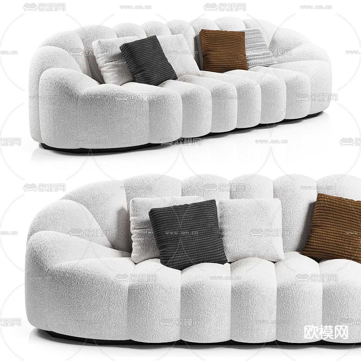 绒毛双人沙发免费3d模型下载（渲染图1）